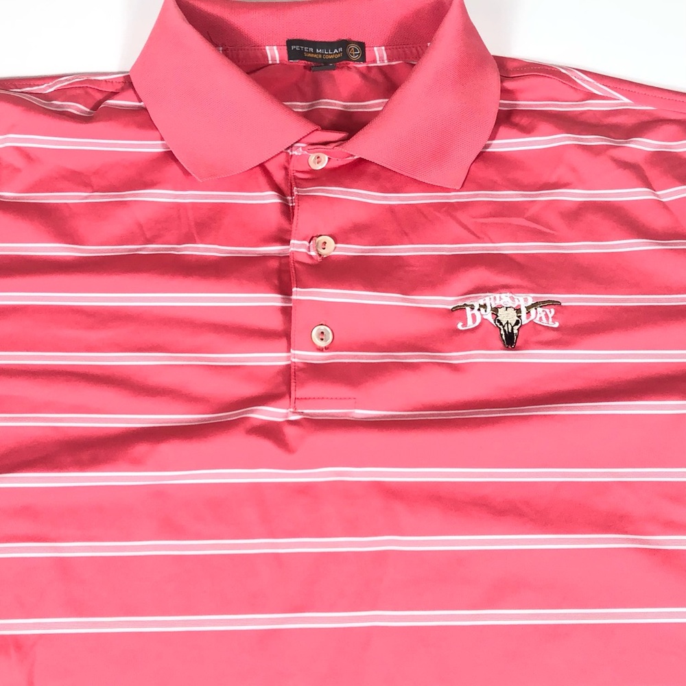 Peter Millar Summer Comfort Golf Polo Pink Bulls Bay Golf Club Logo - Picture 2 of 7